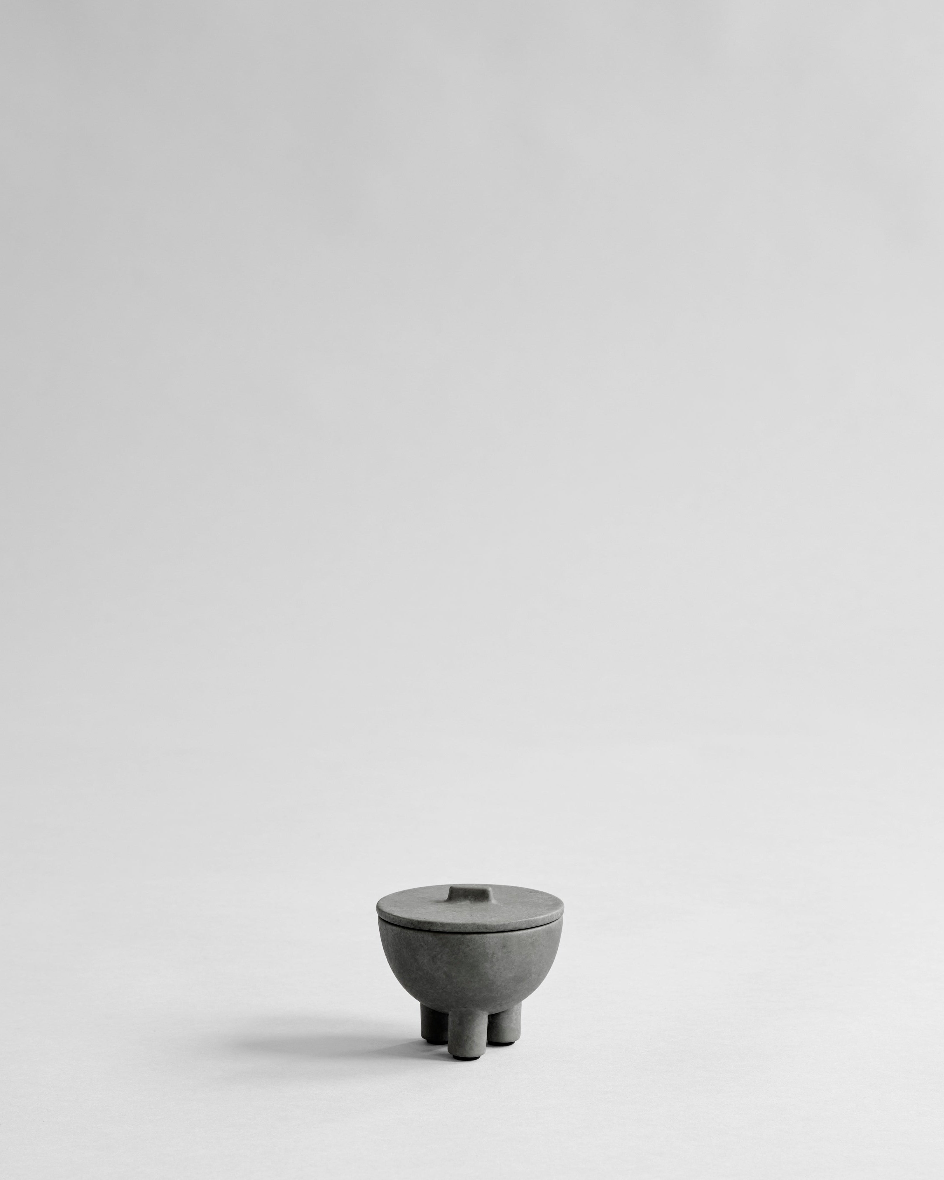 Duck Jar, Mini in Dark Grey color, hand-glazed ceramic jar with three-legged base – 101 Copenhagen.