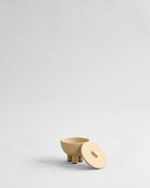 Duck Jar, Mini in Sand color, lid open, hand-glazed ceramic jar with three-legged base – 101 Copenhagen.