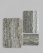 Enkei Tray Rectangular, Petit, Mini and Medio side by side to compare sizes in Silver Travertine (Earth) – 101 Copenhagen.