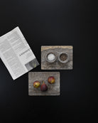 Enkei Tray Rectangular, Petit styled on a console table – Silver Travertine (Earth), 101 Copenhagen.