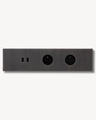 Dark canon de fusil finished brass electrical switch plate out of 5 units. Two units are empty while one is double USB ports and two of them are european outlets.
